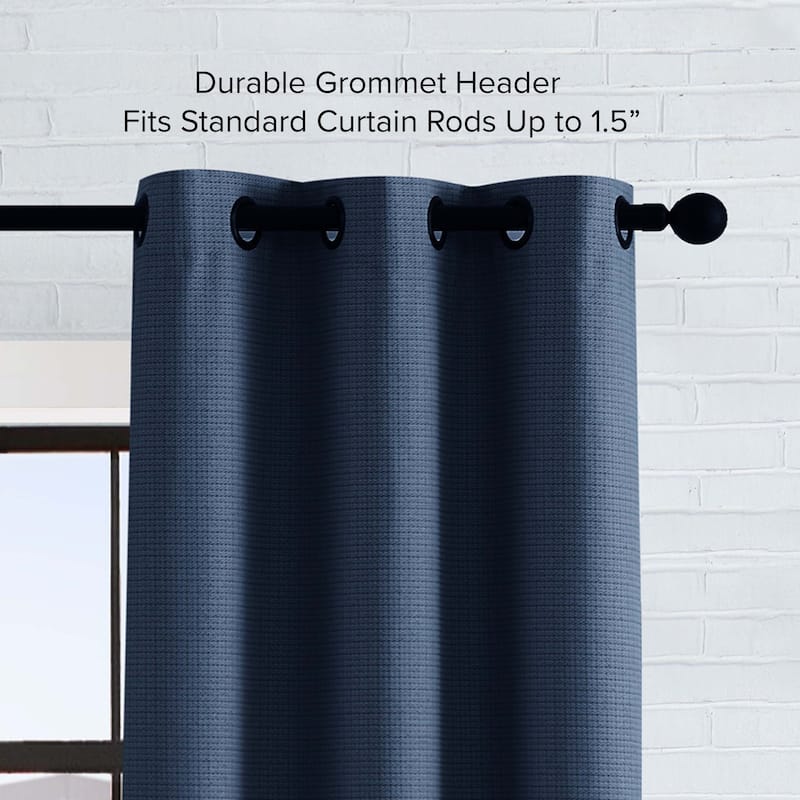 Lucky Brand Finley Textured Blackout Grommet Window Curtain Panel Pair with Tiebacks