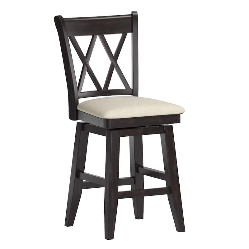 Eleanor Double X Back Wood Swivel Bar Stool by iNSPIRE Q Classic - Counter Height - Antique Black