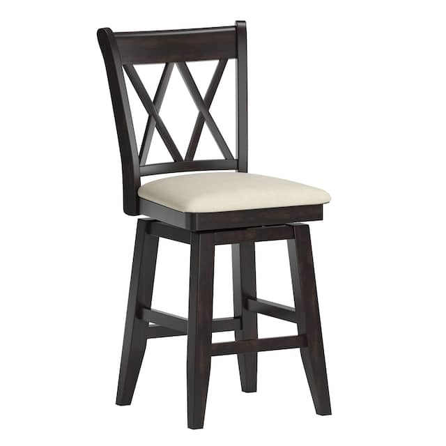 Eleanor Double X Back Wood Swivel Bar Stool by iNSPIRE Q Classic - Antique Black - Counter height
