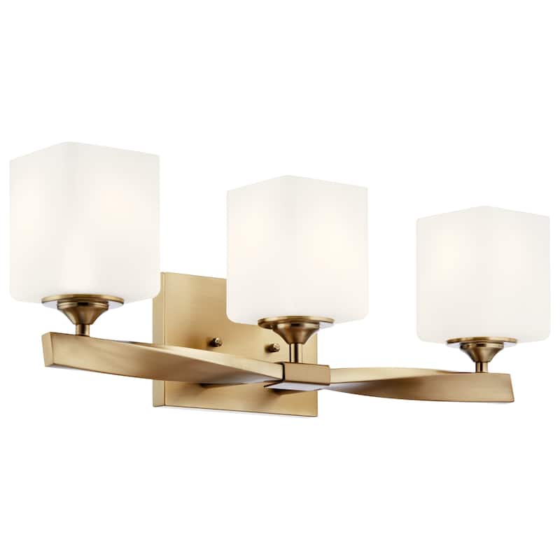 Kichler Lighting Marette 23 in. 3-Light Champagne Bronze Vanity Light with Satin Etched Cased Opal Glass