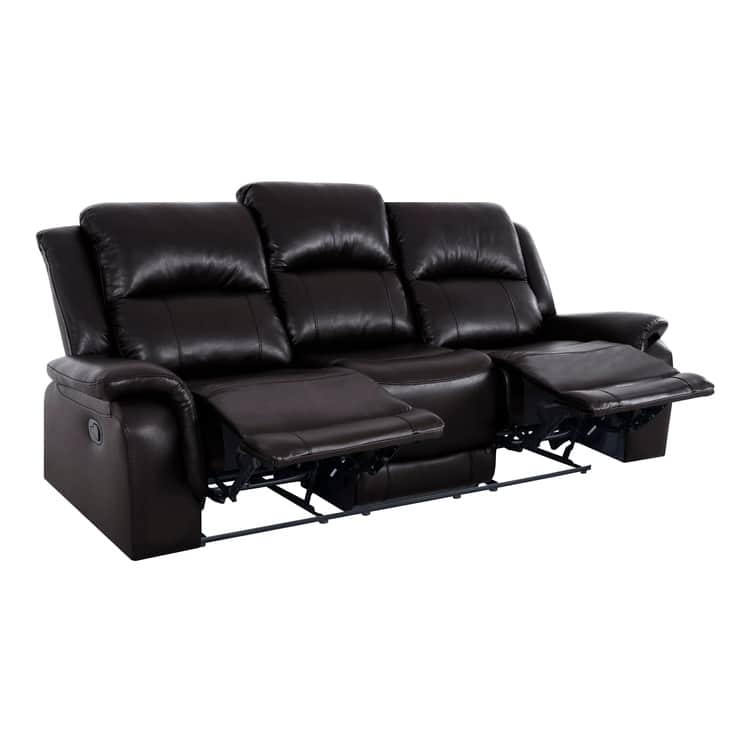 Manual Leather Reclining Sofa Collection – Recliner Furniture for Living Room & Home Office - Espresso