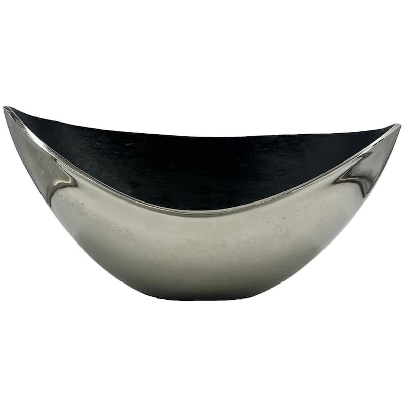 Decorative Handmade Aluminum Modern Bowl - 16 x 11 x 8 in. - Silver