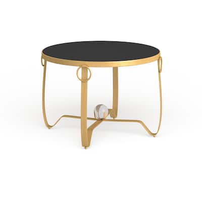 SAFAVIEH Elisha Gold Leaf Round Coffee Table - Glass Ball - 28.3" x 28.3" x 18.8"