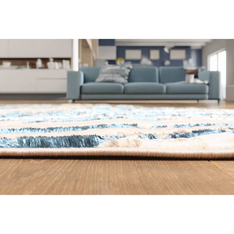 ECARPETGALLERY Machine Made Clara Blue Area Rug