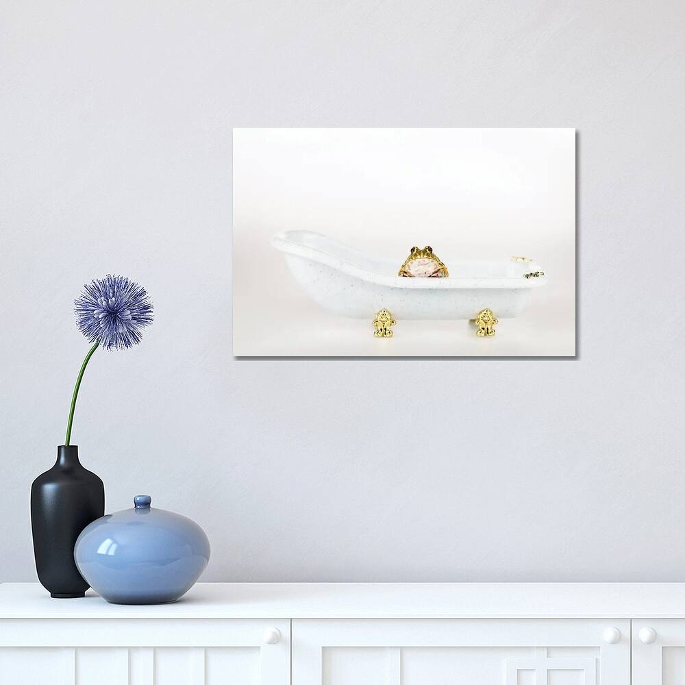 iCanvas "Cute Green Frog In Small Luxury Bathtub Isolated On White" by IgorVetushko Canvas Print