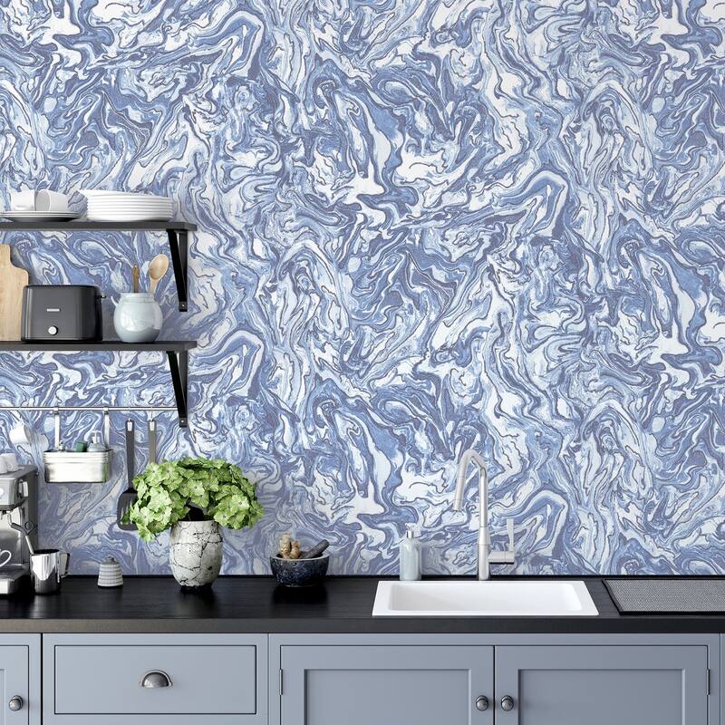 Arthouse Osgood Navy Marbled Wallpaper