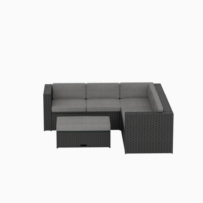 Ander Outdoor Patio Sectional Sofa Conversation Set with Cushions