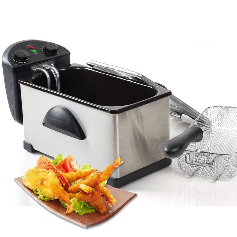 3.17 Quart Stainless Steel Precise Dial Control Electric Deep Fryer in Silver