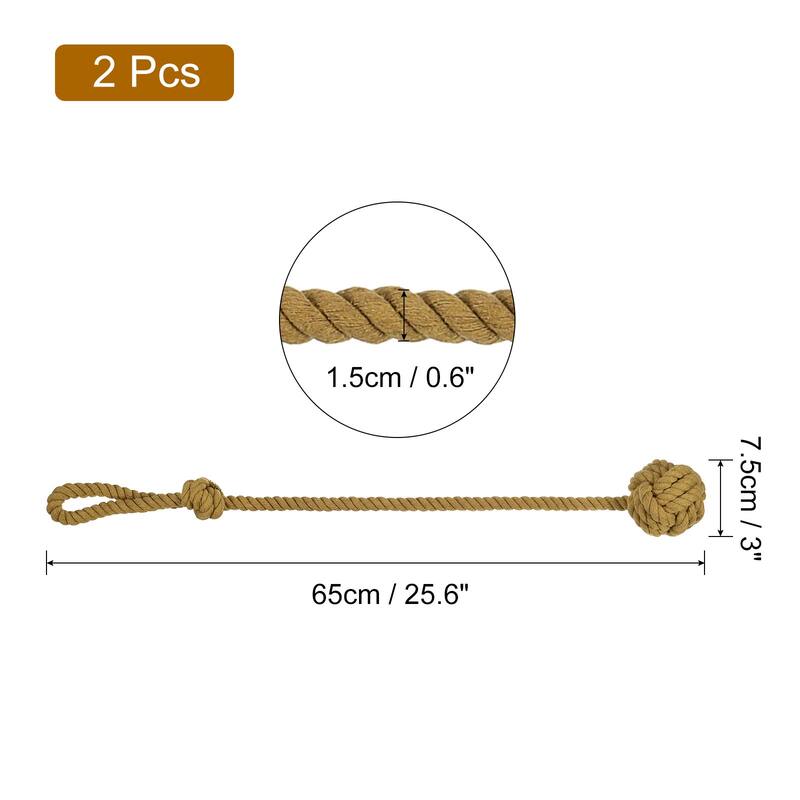 2Pcs Curtain Tiebacks Rope w Single Ball for Indoor/Outdoor Curtains - Brown