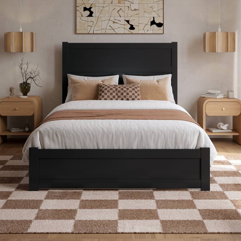 Aveline Wood Platform Bed with Matching Footboard & Trundle
