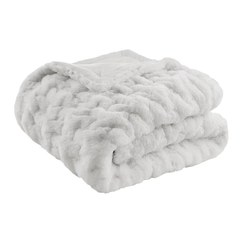 Madison Park Ruched Fur Throw