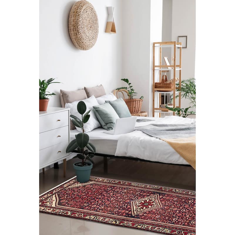 ECARPETGALLERY Hand-knotted Andelz Black, Red Wool Rug - 3'9 x 10'5