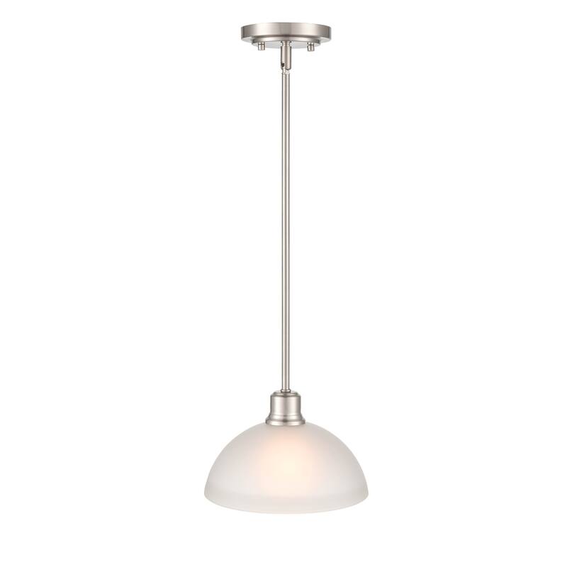 Millennium Lighting Amberle 1 Light in Matte Black or Brushed Nickel Pendant with Frosted White Glass Shade