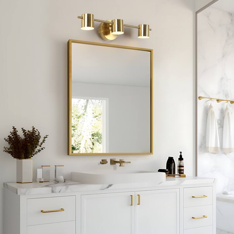 Modern 1/2/3-Light Gold Brass LED Bathroom Vanity Light Linear Wall Sconces