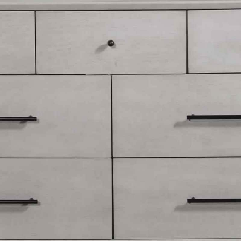 7 Drawer Mid Century Modern Wooden Dresser with Splayed Legs, Gray