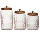 preview thumbnail 2 of 3, Clear Glass Living Room Decorative Jars with Wood Lids (Set of 3)