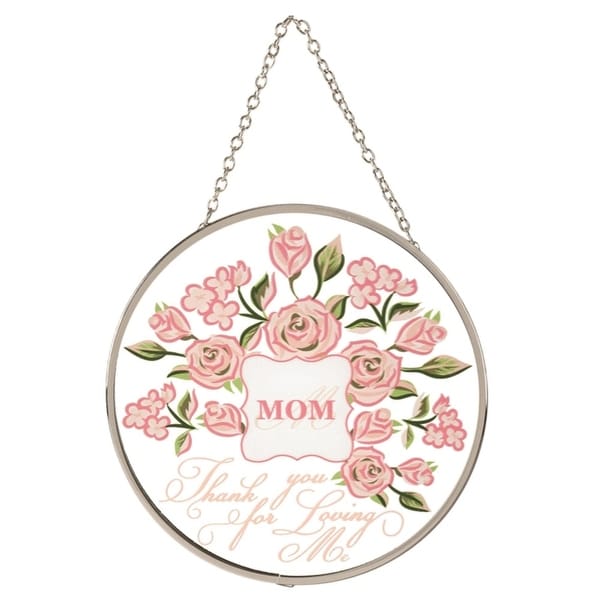 6" Pink and Silver "MOM Thank you for Loving Me" Window Suncatcher - N/A