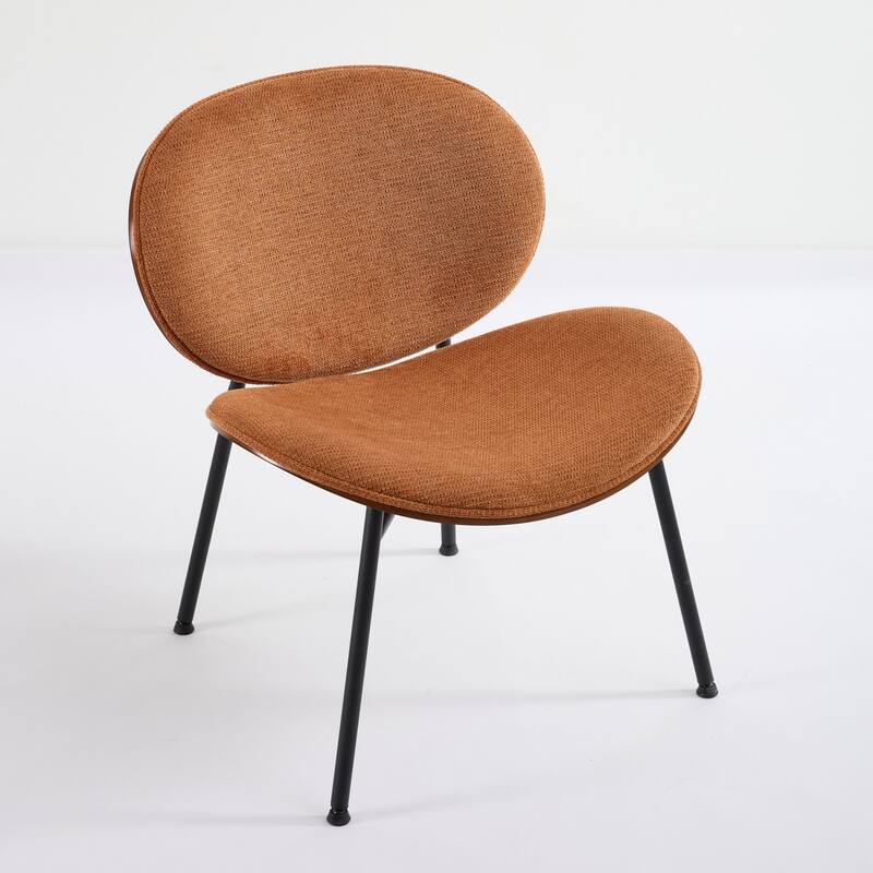 Mid-Century Modern Shell Chair Single Side Chair Tripod,Fabric Lounge Chair In Walnut Finish Comfortable Backrest