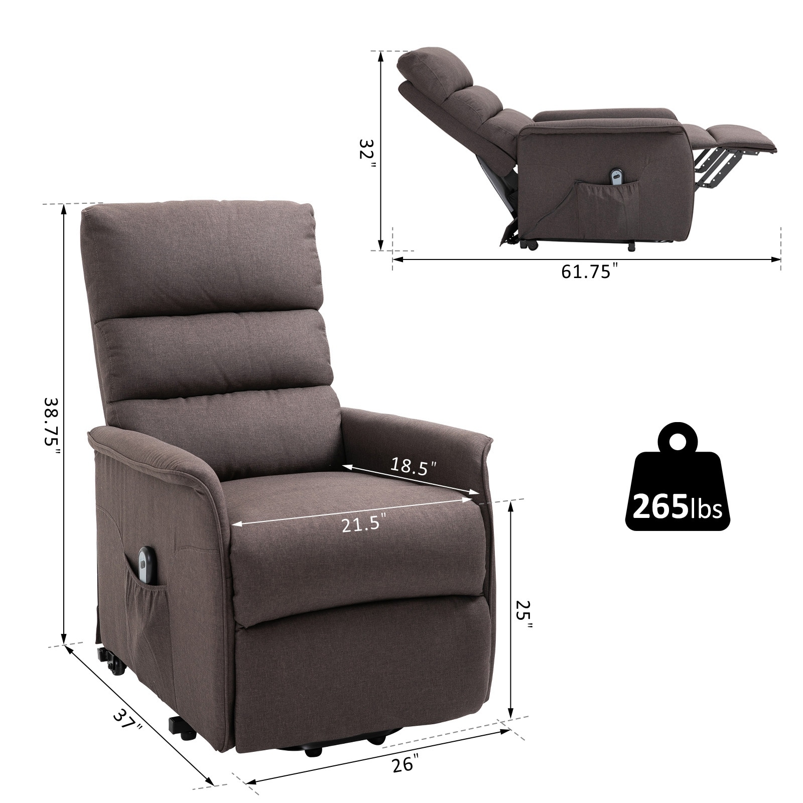 HOMCOM Power Lift Assist Recliner Chair with Remote On Sale