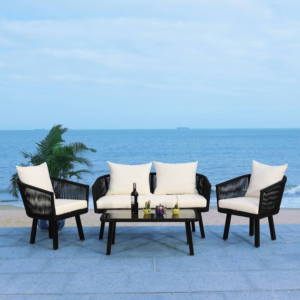 SAFAVIEH Outdoor Sneh-Lata 4-Piece Rope Patio Set - 54W x 27D x 26H
