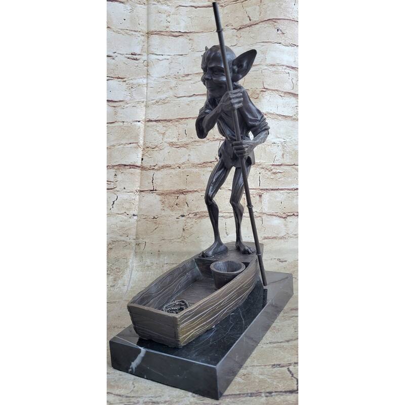 Harry Potter Fantasy Dobby Goblin Riding Boat Bronze Sculpture Statue Figurine Original Art