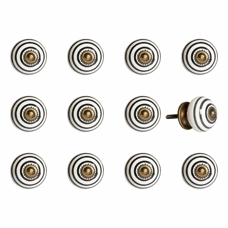 HomeRoots 1.5" X 1.5" X 1.5" Ceramic Metal Multicolor 12 Pack Knob - 1.50 in. x 1.50 in. x 1.50 in.
