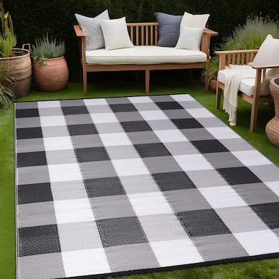 Beverly Rug Buffalo Plaid Outdoor Rug Waterproof for Patio, RV Camping