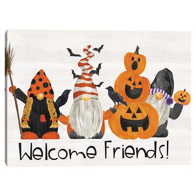 Gnomes of Halloween Welcome Friends Canvas Art Print