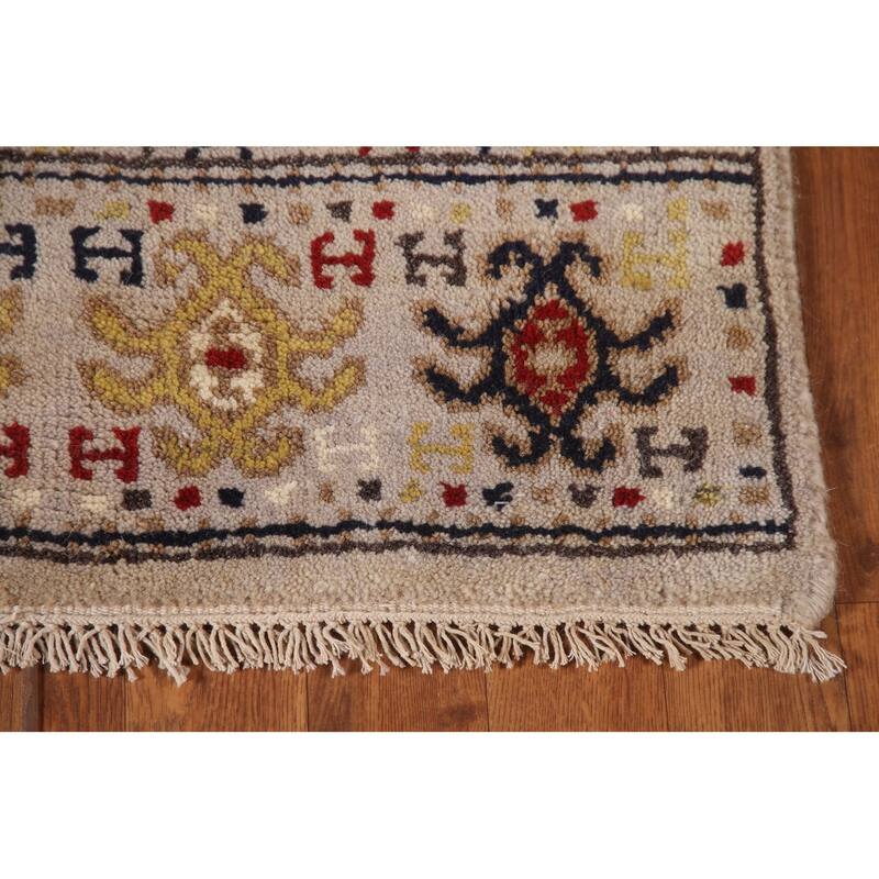 Tribal Geometric Khotan Runner Rug Hallway Handmade Wool Carpet - 2'6"x 10'0"