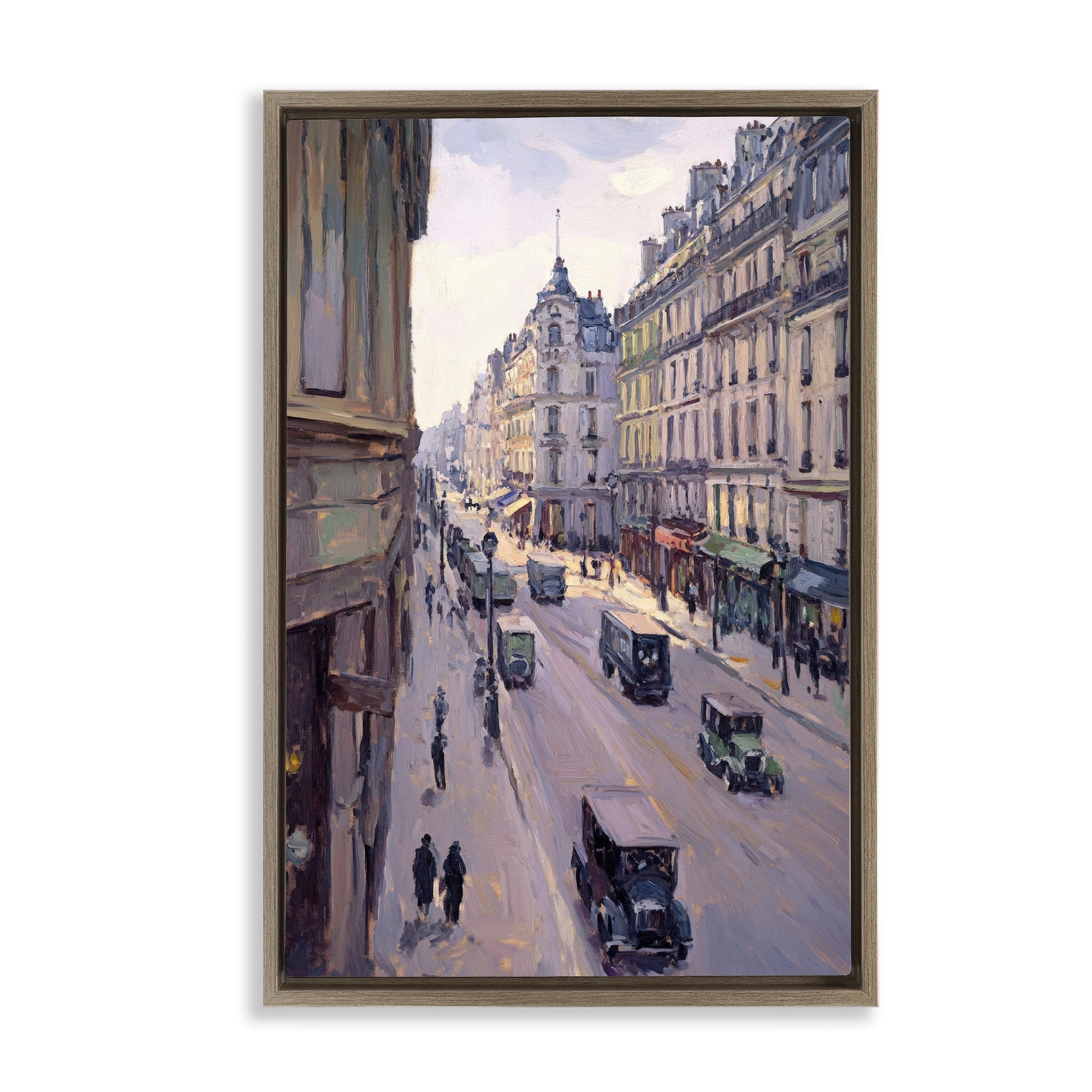 Stupell Vintage Paris Street Scene Framed Floater Canvas Wall Art Design By Petal Prints Design