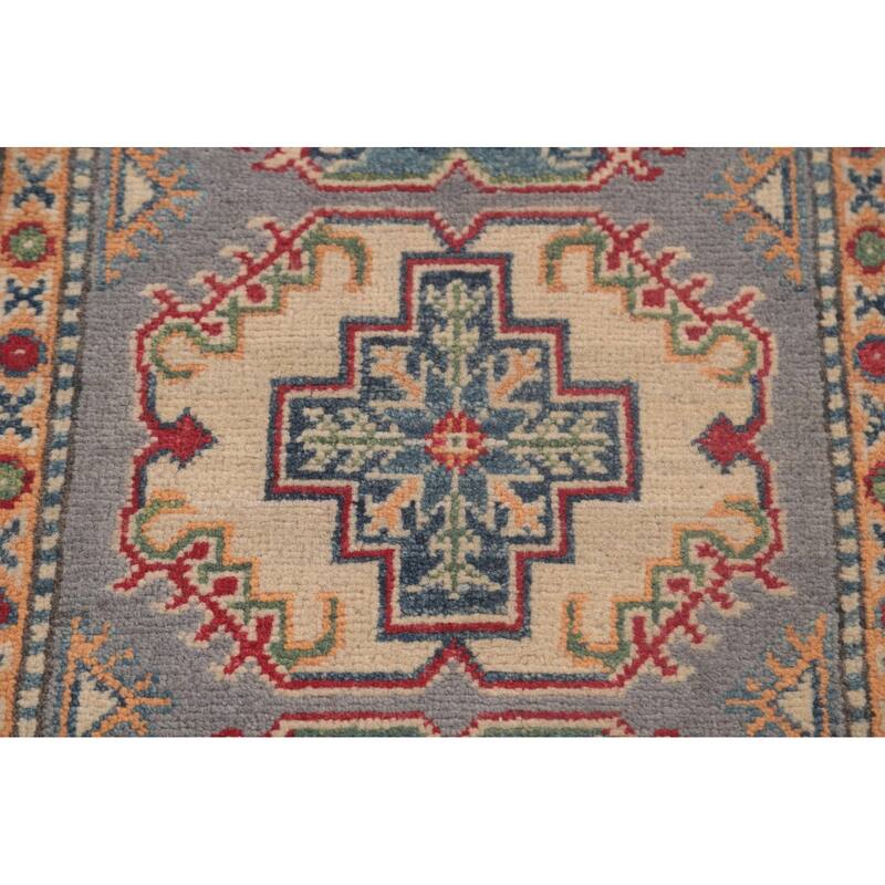 Geometric Kazak Oriental Foyer Rug Handmade Traditional Wool Carpet - 2'9" x 4'1"