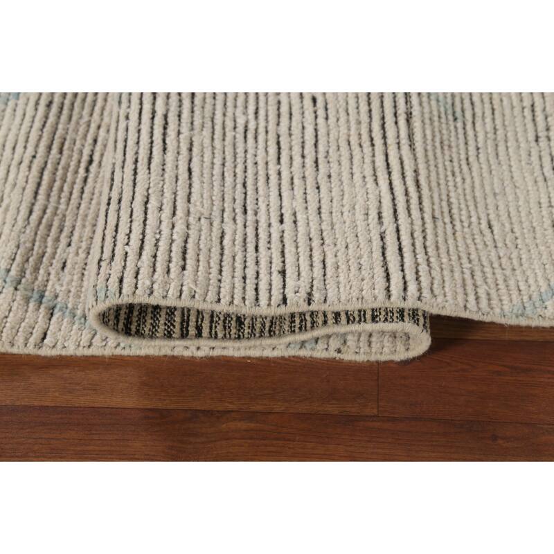 All-Over Trellis Moroccan Modern Area Rug Hand-Knotted Wool Carpet - 6'11"x 10'10"