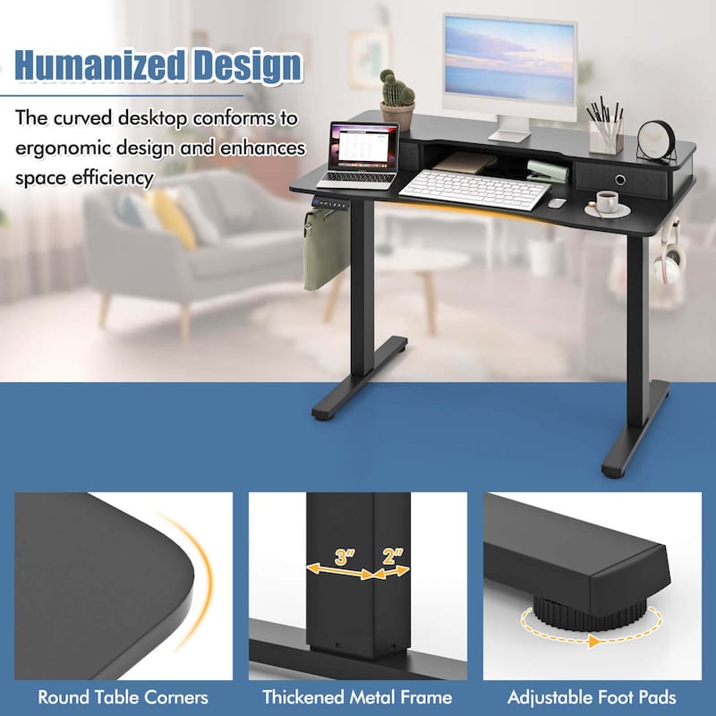 Costway 48"x 24" Electric Standing Desk with 2 Drawers Monitor Stand - See Details