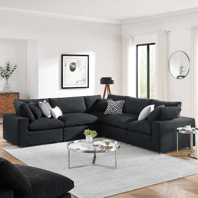 Commix Down Filled Overstuffed Boucle 5-Piece Sectional Sofa