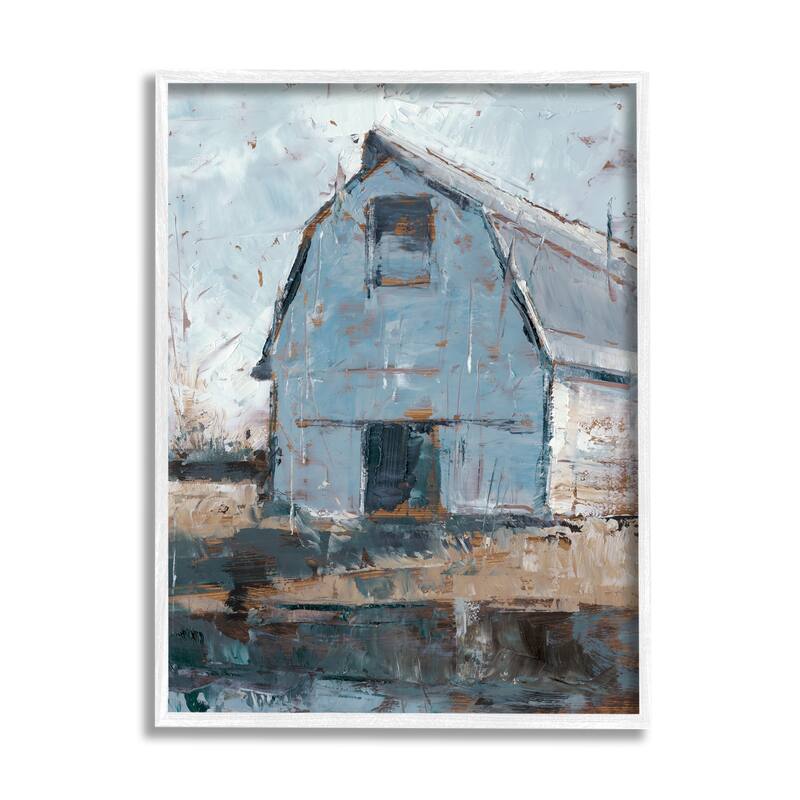 Stupell Abstract Distressed White Barn Farm Architecture Framed Giclee Texturized Art by Ethan Harper - 11 x 14 - White