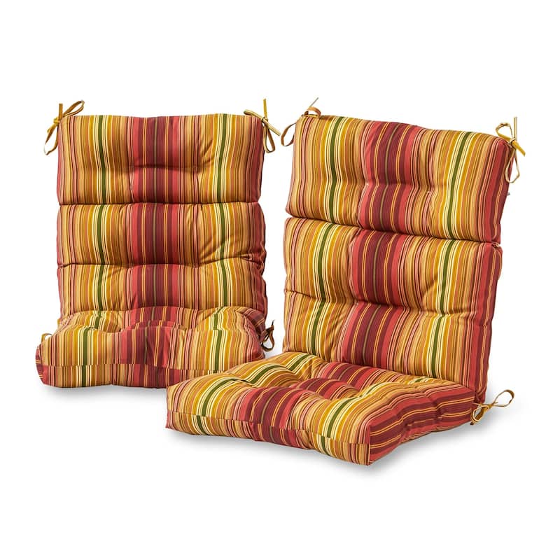 Kinnabari Stripe 44x22-inch Outdoor High Back Chair Cushion (Set of 2) (Cushions Only)