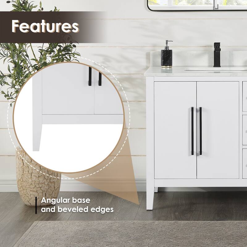 Altair Laurel Bath Vanity with Calacatta White Quartz Stone Countertop with Mirror