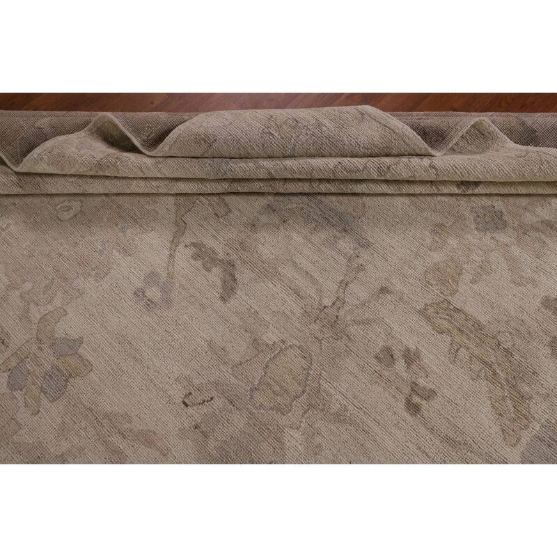 Vegetable Dye Oushak Turkish Rug Handmade Transitional Wool Carpet - 9'0" x 12'7"