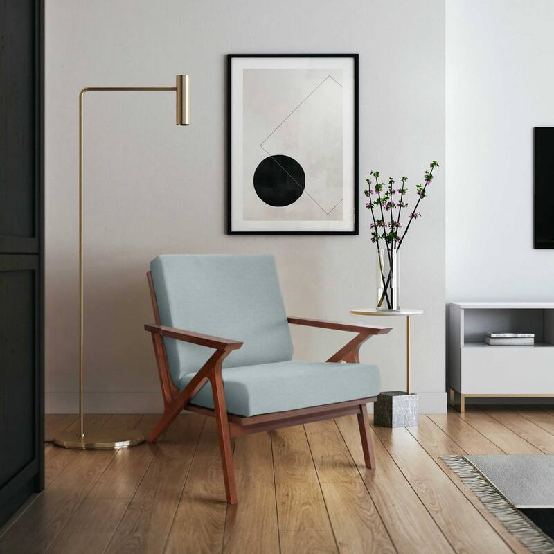 Zenvida Mid Century Modern Armchair Solid Hardwood Upholstered Accent Chair