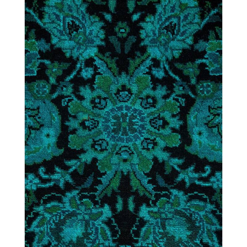 Overton Hand Knotted Wool Vintage Inspired Modern Contemporary Overdyed Black Area Rug - 4' 1" x 6' 1"