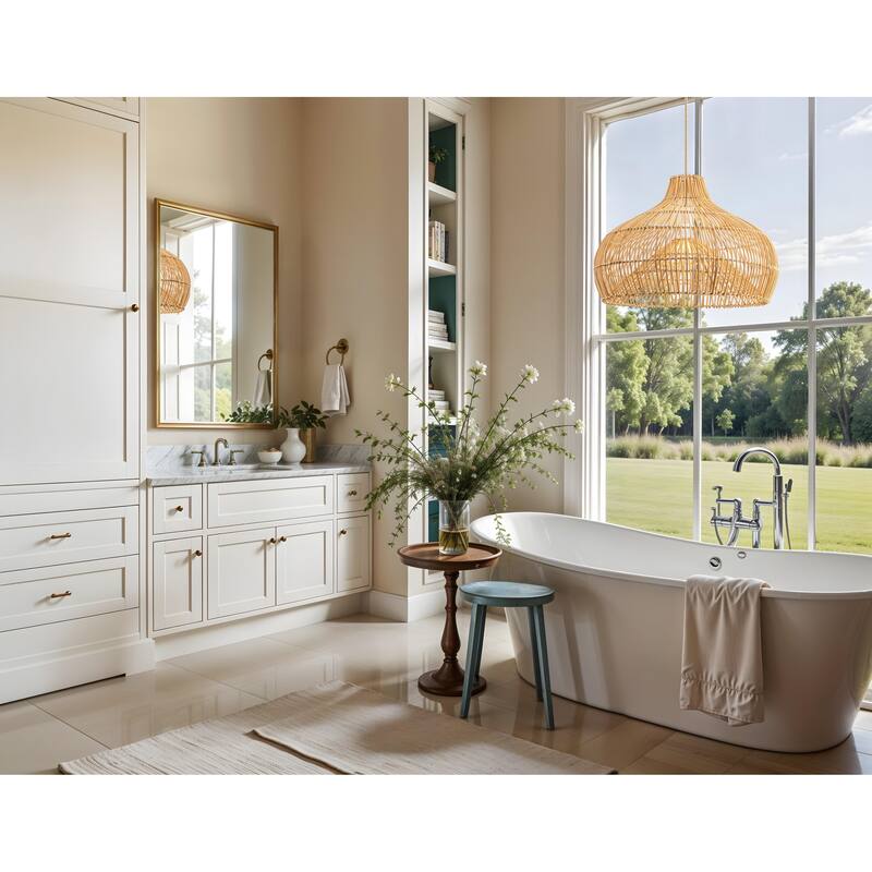 Oceania Brown Rattan Pendant Light – Large Handwoven Ceiling Light Fixture for Living Room, Kitchen in Modern & Coastal Style