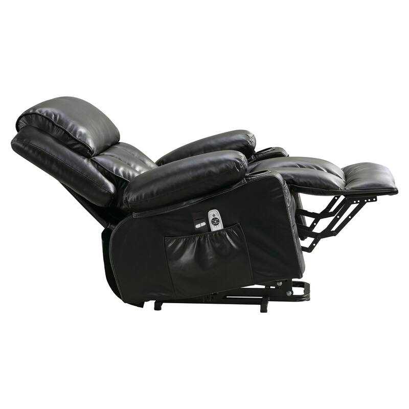 Power Lift Faux Leather Recliner Chair with Massage, Heat, USB Port, and Dual Storage Pockets