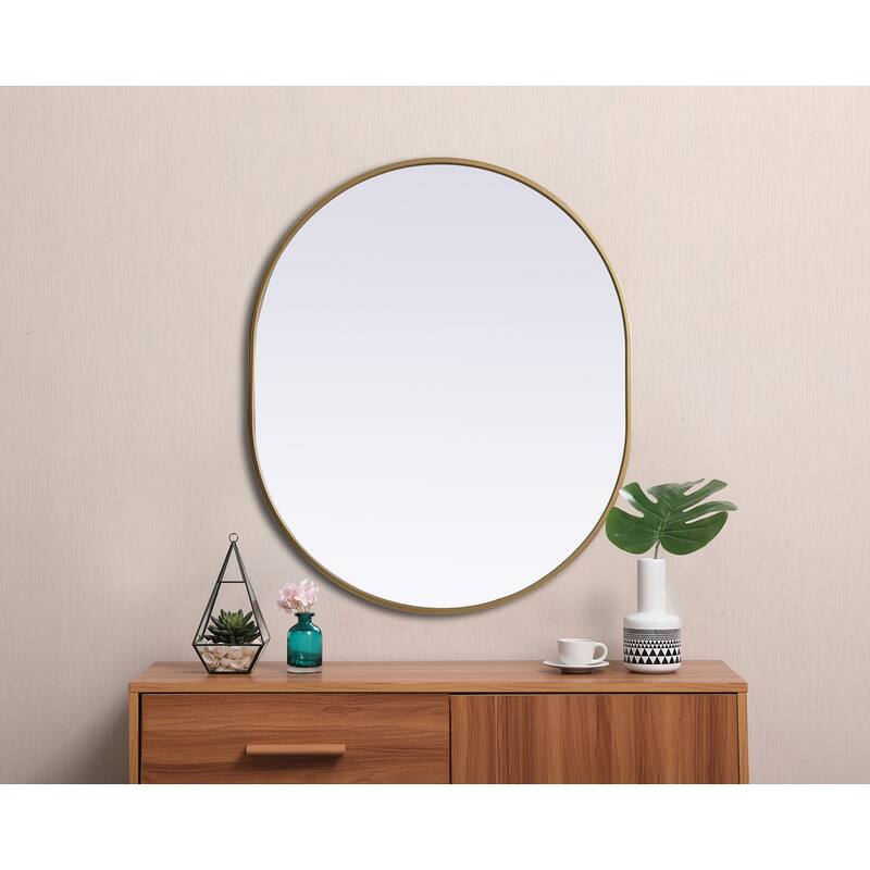 Indigo Home Metal Frame Oval Mirror 30x36 Inch