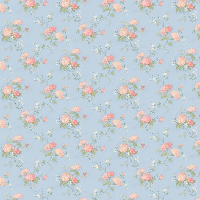 Plano Mini Hydrangea Trail 20.5 In X 33 Ft Washable Wallpaper - Blue