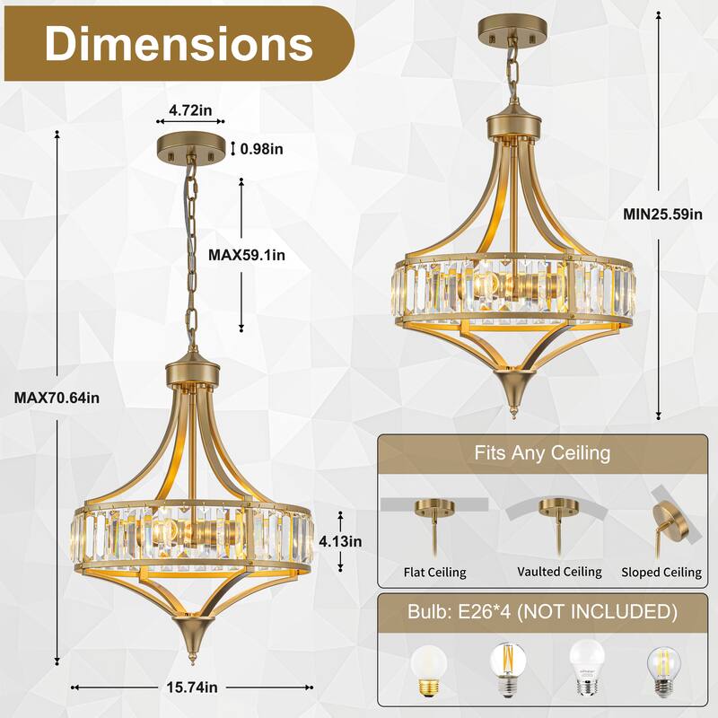 Starsky 4-Light Modern Crystal Drum Chandelier