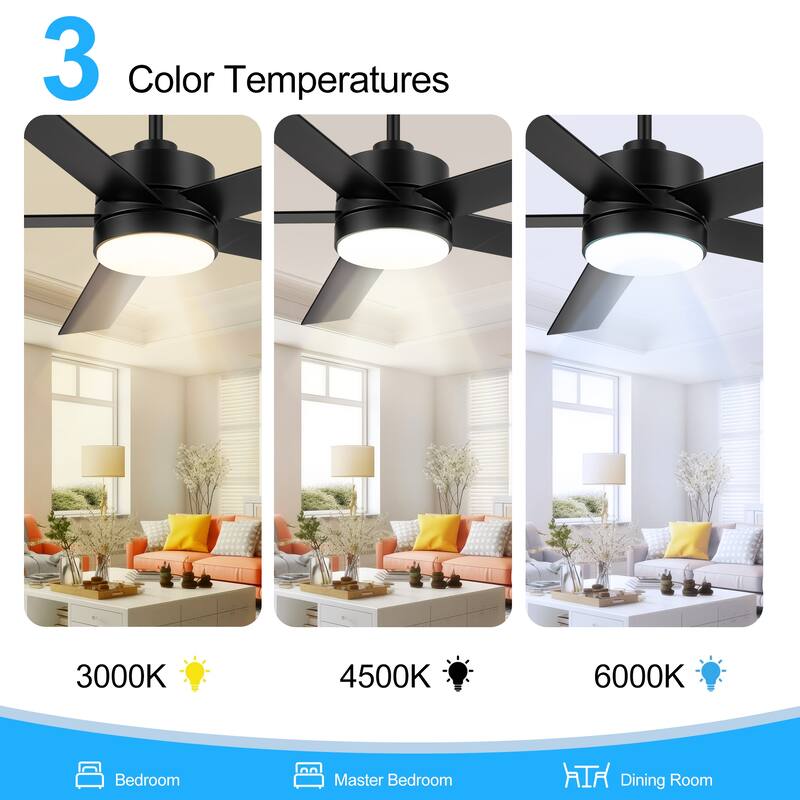 56 Inch 5-Blade Integrated Ceiling Fan with LED Light and Remote