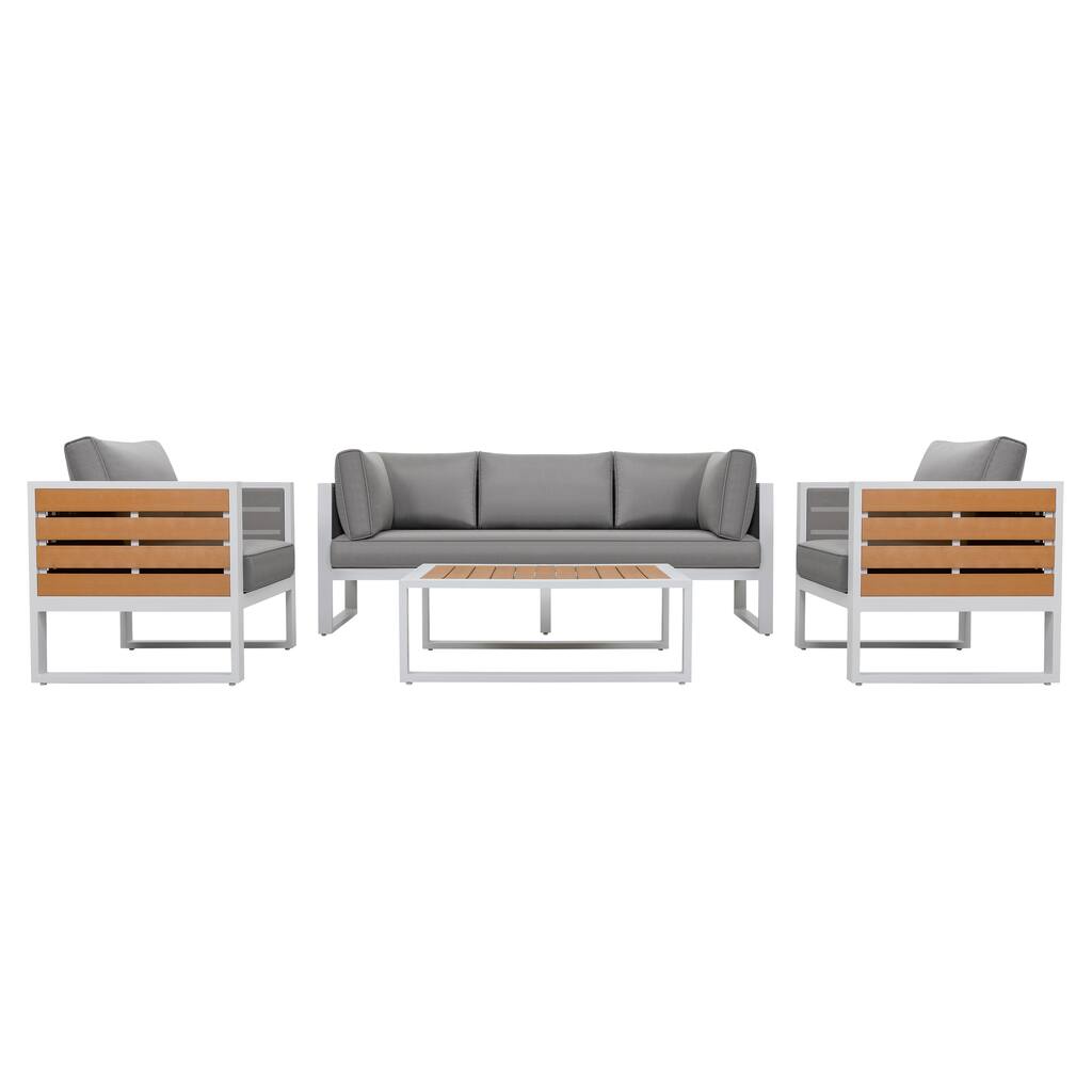 Outdoor Sofa Set, Coffee Table, Three-seat Sofa, 2 Armchairs