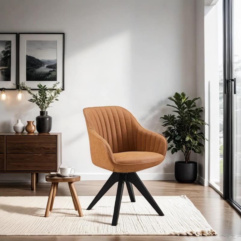 Art Leon Modern Wood Swivel Chair with Oak Legs