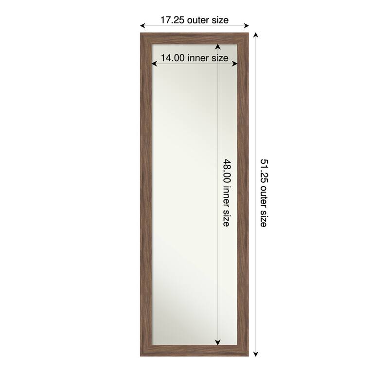Pia Narrow Non-Beveled Framed Full-Length On the Door Mirror - Pia Medium Brown Narrow - 17 x 51 in