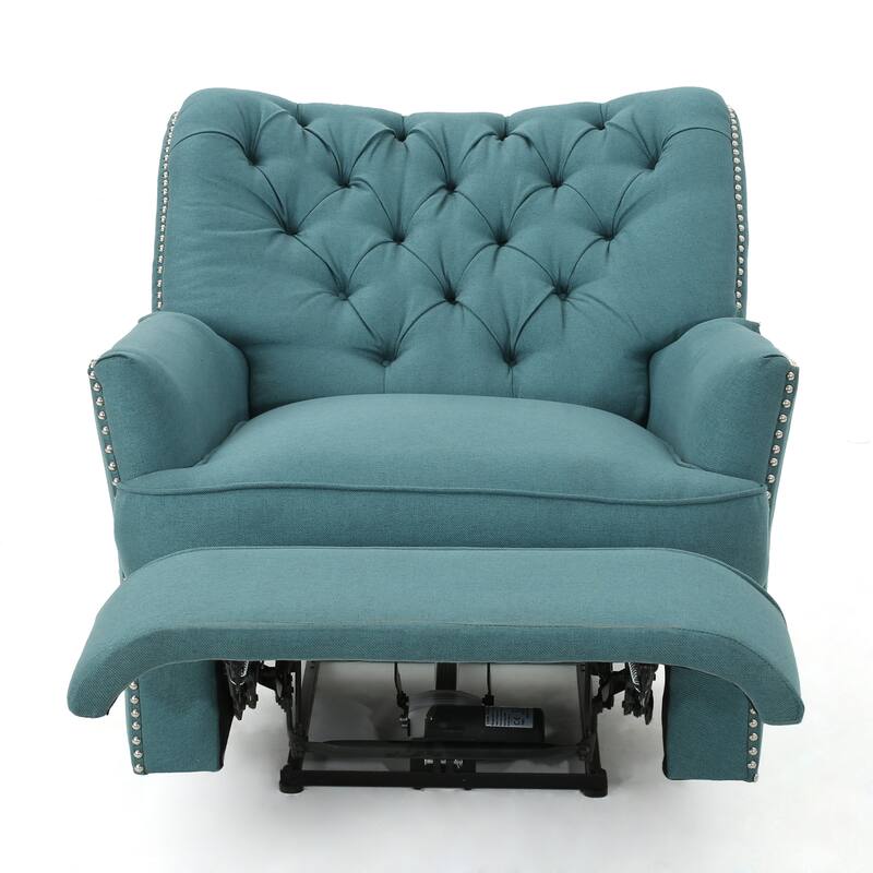 Roomfitters Electric Recliner with Copper Accents and Soft Upholstery, Comfortable Lounge Chair for Living Room, Teal